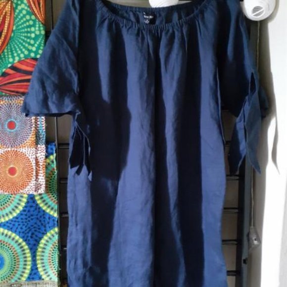 Athena Marie Dresses | Size M Navy Linen Nwt | Color: Blue | Size: M | Shoppingfunyc1's Closet